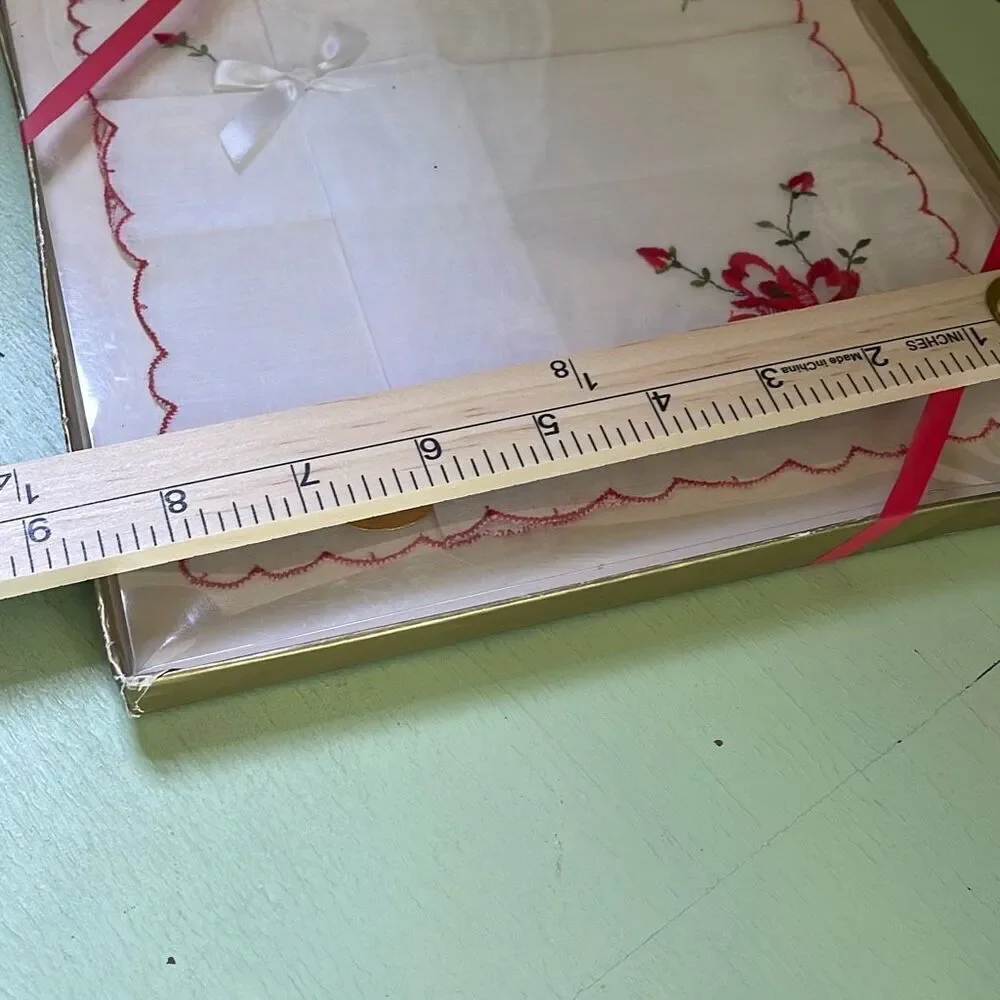 Vintage made in Switzerland embroidered handkerchief. New in package.